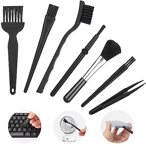 ASTER 7 Pennelli in Nylon per Tastiera, Set di Pennelli Antistatici ESD per Pulizia PC, Spazzola con Fondo Conduttivo per Circuiti Stampati, Schede Madri
