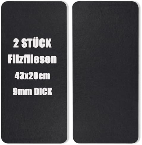 2 Stück Filz Pinnwand Korkplatte Bulletin Board Tiles - Filz-Pinnwandfliesen mit selbstklebender Rückseite für Wände, Vision Board für Zuhause, Büro, Schule, Pinnwanddekorationen, 43x20 cm, Schwarz.