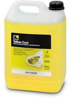 ERRECOM Yellow Cool, Liquide de Radiateur Jaune Fluorescent -20°C, antigel G12 avec Paquet d'inhibiteurs à Base Organique OAT, Prêt à l'emploi, 5 litres
