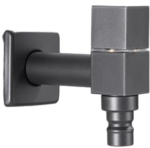 Wandmontage Waschmaschine Wasserhahn Graue Vollkupfer-Quadratwaschmaschine 1/2-Zoll-Wasserhahn Balkonwaschmaschine Moppbecken Einzelner Kaltwasserhahn Waschmaschine