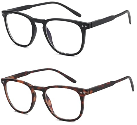 ZENOTTIC 2er-Pack Blaulichtfilter Brille & Lesebrille für Damen und Herren, quadratisch und rund, Anti-Glanz, für Sport und Computerspiele