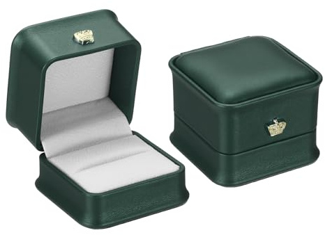 PATIKIL Sammet ringlåda, 2-pack vigselring låda vintage smyckeshållare för förlovning förslag ceremoni jubileum stil 4, grön