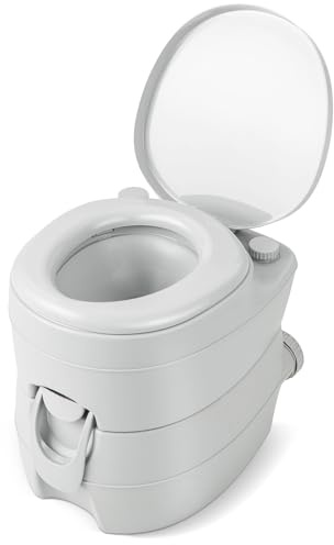 COSTWAY Toilette Portable avec Réservoir d'Eaux Usées Détachable de 20 L, Toilette Mobile avec Siège Étanche Pompe de Chasse, Toilette de Camping pour Voyage Pêche Bateau (Gris)