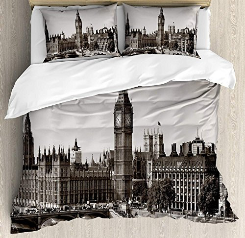 Rptidmv Bettwäsche 135x200 London Bettwäsche-Set mit Reißverschluss Schließung (Kinder Jungs Mädchen), Weich Microfaser Bettbezüge + 2 Kopfkissenbezug 80x80 cm