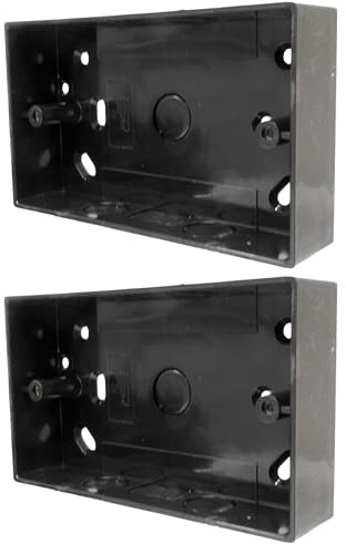 Unterputzdose, doppelt, 32 mm, PVC-Oberfläche, 2-fach, mit Aussparungen für 20 mm Rohr und 25 x 16 mm Mini-Kabelkanal, Schwarz, 2 Stück