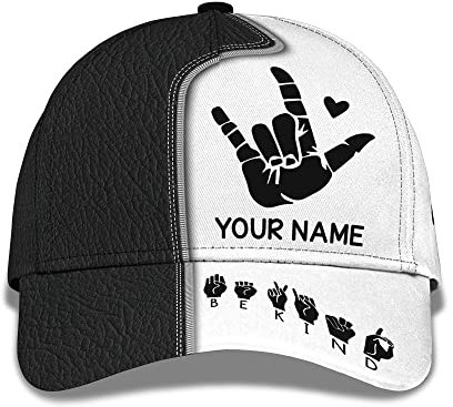 Trucker Baseballcap 3D-Namen Mit „Be Kind“ Und „Peace Love Hand“-Symbol Personalisieren Baseball Cap Sport Schirmmütze Basecap Outdoor Baseball Mütze Für Auf Reisen, Reisen, Damen