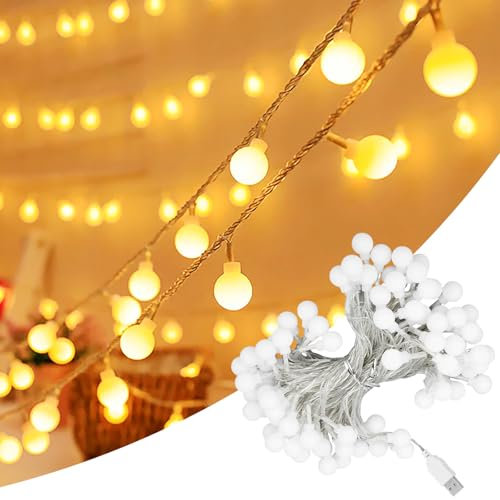 Feibety Globe Fairy Lights,6M/19.68ft 40 LED Globe String Lights USB Powered,Outdoor Indoor Waterproof String Fairy Lights for Bedroom Camping Birthday Wedding Party Halloween Christmas Decorations