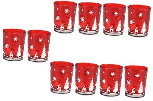 Alipis Lot De 5 Bougeoirs Vides en Verre pour Bougies De Noël pour Décoration Intérieure 2 Pièces X 5
