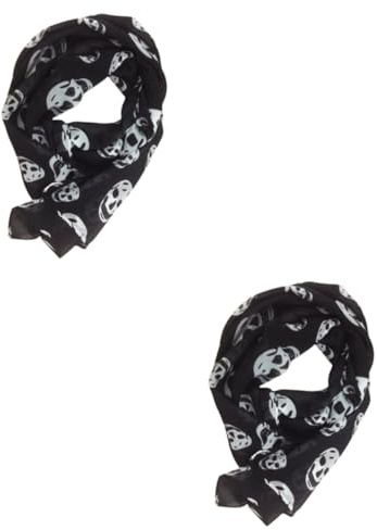 LIFKOME 2 Pièces Foulard Tête De Mort Femmes En Mousseline De Soie Rebozos Pour Femmes Écharpe En Mousseline De Soie Pour Femme Longue Écharpe En Mousseline Foulard Hijab Pour Femme