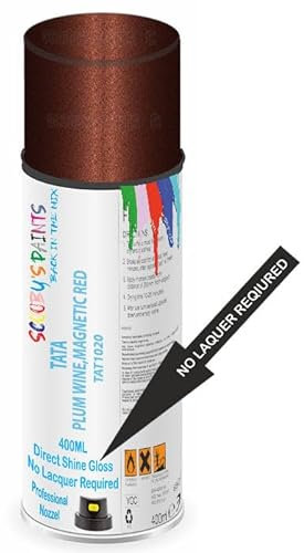 SCOOBYS PAINTS BACK IN THE MIX Direct Gloss Aerosol Spray Paint For Tata Plum Wine,Magnetic Red Code: Tat1020 No Lacquer Required