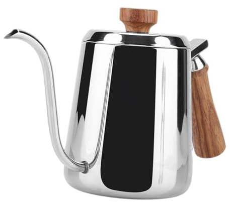 Cabilock Jarra Inoxidable Cafetera De Goteo Tetera De Cuello De Cisne Mango De Madera Resistente Altas Temperaturas