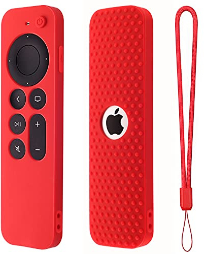 Silicone Remote Case for Apple TV Siri Remote 3rd Gen Protective Remote Cover Comaptable with Apple TV 4K 2nd Gen 2021 Remote Control Cover (Red)
