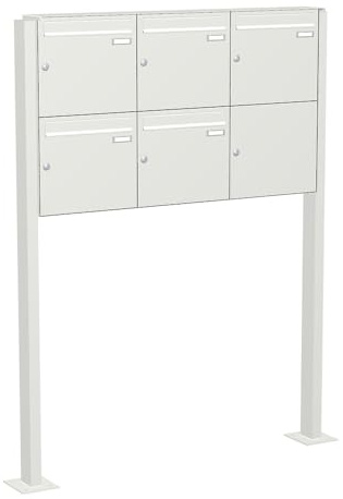 Briefkastenanlage | KNOBLOCH | Freistehend zum Aufschrauben | Weiß | 5-Fach | senkrechte Kästen