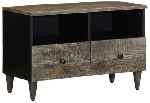 NQJIBUE Artikel TV Möbel Hellgrau 70 x 33,5 x 46 cm Mangoholz Massivholz Schränke & Aufbewahrung, Multimedia Aufbewahrungsschränke und Halterungen