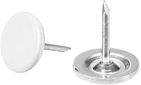 TA-VIGOR 100 Stück robuste Flachkopf-Pinnnadeln, dekorative Reißnägel für Wand, Möbel, Korktafel und Pinnwand, 11 mm x 13 mm, Polsternägel für Zuhause, Büro und Heimwerker, Weiß