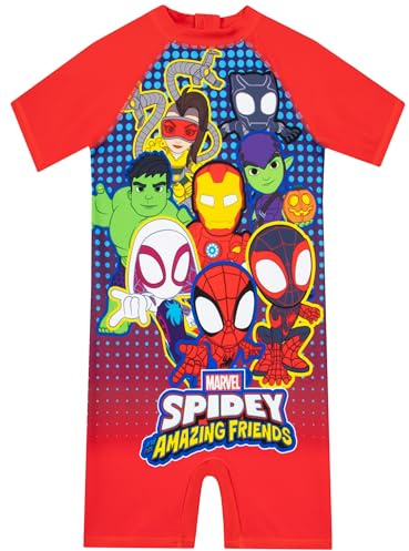 Marvel Baddräkt Pojke, Spiderman Baddräkt, Spidey And Friends UV-Dräkt Pojke, Barn Badkläder, Röd 110