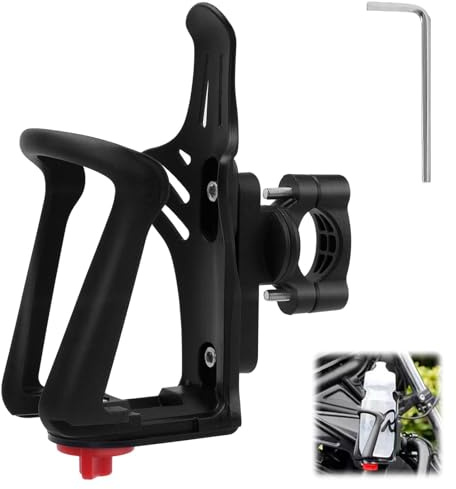 Flaschenhalter Fahrrad, Trinkflaschenhalter Fahrrad, Pu Material Getränkehalter Trinkflaschenhalter, Einstellbar für Fahrräder, Motorräder, E-Bikes, für 15-33mm Rahmen & Lenker(Schwarz)