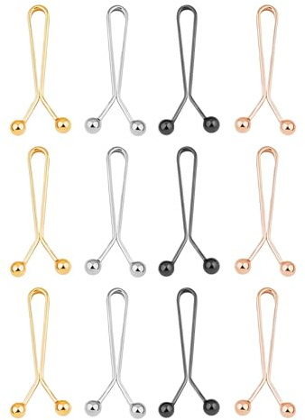 JUKOTA 12 Piezas Clip de Ajuste de Pantalones,Adjustable Jeans Buttons,Tensores de Cintura para Pantalones,Botones de Cintura Extraíbles,para Jeans,Faldas,Mangas(Oro,Plata,Negro,Oro-Rosa)
