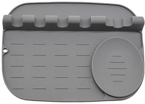 Repose Cuillère Kitchen, Repose Cuillère Cuisine en Silicone, Porte Ustensiles Cuisine Thermorésistant avec Égouttoir, pour Les Ustensiles Multiples, Spatules, Louches, Pinces
