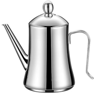 LDKFLKR Distributeur D'Huile d'olive, Bouteille D'Huile De Cuisson, Bouteille Distributrice D'Huile en Acier Inoxydable 304 avec PoignéE, Bec Verseur Anti-Goutte, Surface Brillante,1L