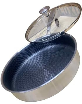 Générique Poêle Sauteuse Professionnelle, Intérieur Pierre Nid d'Abeille, Extérieur Inox 18/10, Compatible Tous Feux Induction, 28 cm