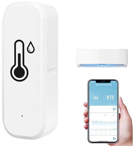 WiFi Thermomètre Hygromètre Numérique Smart l'application Smart Life/Tuya | Mini Capteur Numérique de Température d’Humidité Intérieure, Compatible avec Google Home Alexa, Sous Sol en Serre