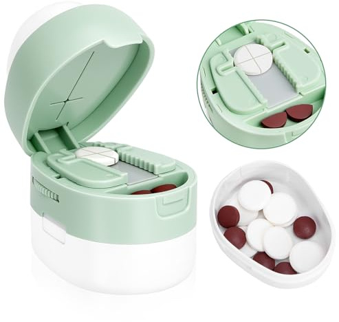 Hysagtek Tablettenteiler - Einstellbar Tablettenschneider für Alle Tabletten, Multifunktionaler Pillenteiler Kann in 2 Oder 4 Stücke, Pillenschneider Ideal für Reisen, Büro und Täglichen Gebrauch