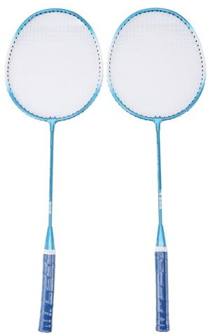 Generic Sport-Badmintonschläger, Hohe Zähigkeit, Verbesserte Geschwindigkeit, Vergrößerte Schlagfläche, Eisenlegierung, Stoßdämpfung, Badmintonschläger-Set für Anfänger für das Fitnessstudio (Blue)