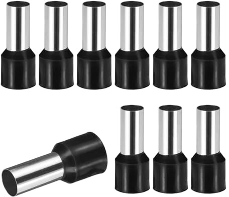 sourcing map 100 Pcs Wire Ferrule Connectors VE25 16 4AWG Crimp Black | Copper Ferrules Terminals Connector Insulated Cord End Terminal for Electrical Projects Industrial Chemical Industry