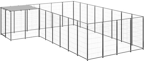 Welpenlaufstall für Drinnen Laufstall Hund,Hundezwinger Schwarz 10,89 m² Stahl für Garten, Hof, Einfache Montage