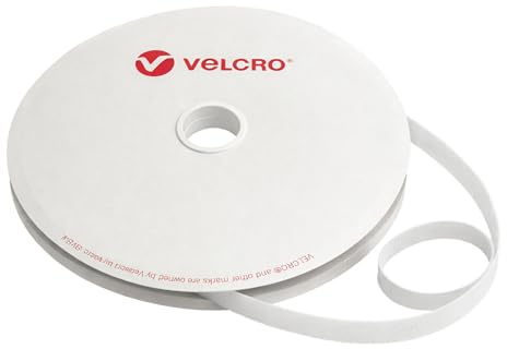 VELCRO® Brand ONE-WRAP® Back-to-Back Tape Roll, 20mm Wide Reusable Self-Gripping Cable Wrap for Cable Management, Cut-to-Length Hook & Loop Strap, Pre-Packed 1m–25m Roll Options (White, 20MMX25M)