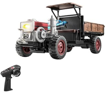RCXTechPro Tractor de granja RC 2.4G 4WD Tractor de control remoto proporcional completo con luces LED, sonido y simulación de niebla de escape, RTR para modelos de agricultura de pasatiempos adultos