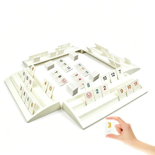 yolzhxe Rummy Reisespiel Mit Zahlen, Mit 104 Karten und 2 Kartenständer