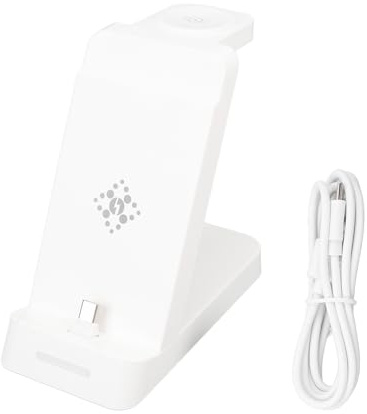 Omquot Station de Charge 3 en 1, Compacte et Pliable, Chargeur sans Fil Rapide pour Z Flip écouteurs de Montre, Voyage Léger (Blanc)