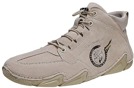 Zapatos deportivos para botas cortas coreanas de cuero acolchado para hombre Nuevo Invierno, beige, 44 EU