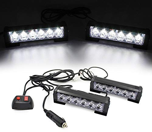 Triclicks 2 * 6 LEDs Feux de Pénétration Lumière Stroboscopique Eclairage Clignotant à 9 Modes pour Voiture Camion Véhicule SUV Lampe pour Avertissement Urgence Secours Travaux DC12V