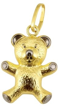 generisch Anhänger Bär Teddybär Gold 585 Bärchen rhodiniert 14 Karat Gelbgold