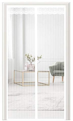 AMZERO Zanzariera Magnetica per Finestre, 95x205cm Zanzariere su Misura Adsorbimento Magnetico Chiudi Automaticamente per Porte d'IngressoPorte Cortili, Bianco