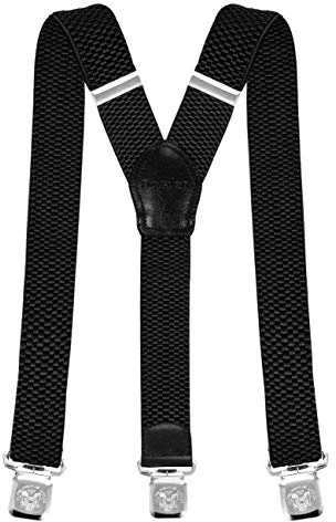 Decalen Hosenträger für Herren Breit 4 cm mit sehr Starken 3 Metall Clip Lang Einheitsgröße für Männer Einstellbar und Elastisch Y Style (Schwarz)
