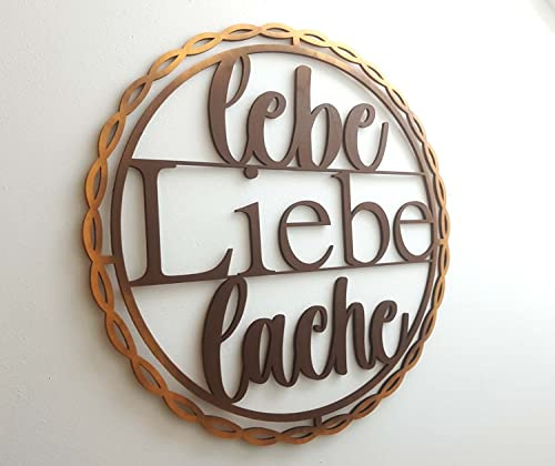 kh Teile Holz Wanddeko Spruch Lebe Liebe Lache 50cm Dekoration Geschenk Wohnzimmer Wandbild Wand Deko Holzdeko Geschenk Wandspruch Braun Bronze