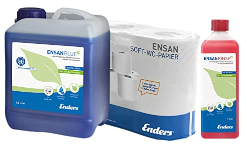 Enders Soft WC-Papier Selbstauflösend + Ensan RInse + 2,5 L Ensan BluePlus Flüssigkeit