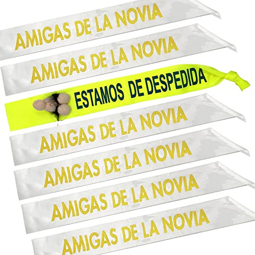 Carnavalife Bandas Despedida Soltera, Fajas de Satén para Novia y Sus Amaigas, Accesorios de Tema Bride para Fiestas y Disfraces, 7 PCS
