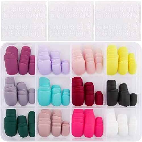 288 Pz Unghie Finte Corte Quadrate Unghie Finte Colorate Opache Collante per Unghie Adesiva Colla Biadesivo Trasparente Accessori Nail Art Decorazioni per Unghie Donna Ragazze Manicure Fai da Te