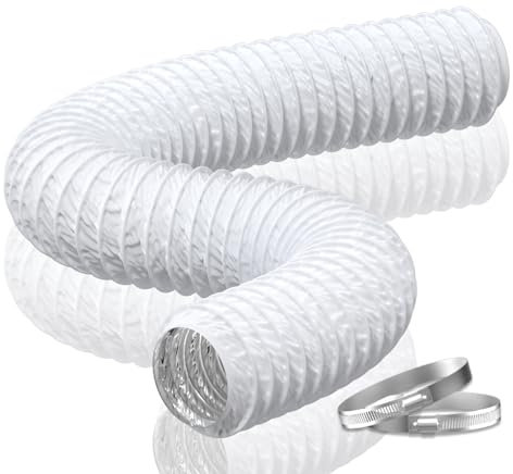 Hon&Guan 6 Inch Duct -16 FT White PVC and Aluminum Ducting for Heating Cooling Ventilation and Exhaust
