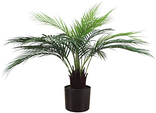 Blooming Artificial Plants Indoors in Pots, Faux Decorative Foliage, No Hassle, Easy Care, Perfect for Bringing Life to Indoor Spaces (Dicksonia Dwarf Palm) (Green) (65cm)