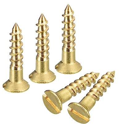 sourcing map Brass Wood Screws, 50Pcs M2.5 x 12mm Slotted Drive Flat Head Self Tapping Screw Countersunk for Woodworking Furniture