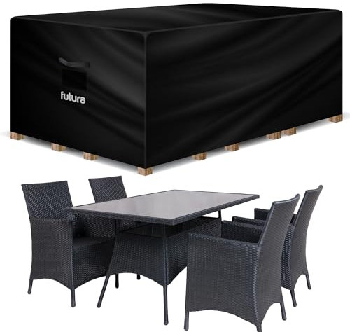 Futura Premium Rectangular Garden Furniture Covers Waterproof 150x90x75cm, Heavy Duty 600D Oxford Fabric Outdoor Table, Patio & Rattan Garden Furniture Covers, PVC Lined, Air Vents and UV Safe
