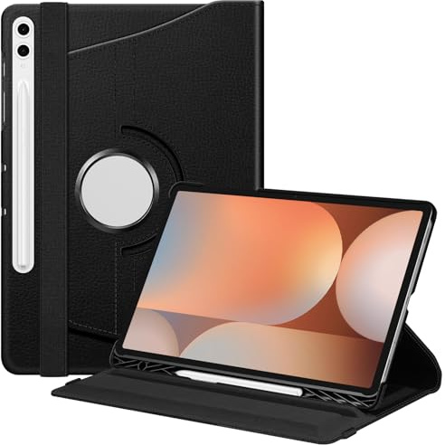 Fintie Hülle für Samsung Galaxy Tab S10+ Plus/S9 FE+ Plus/S9+ Plus 12.4 Zoll Tablet mit Stifthalter - Schutzhülle Cover mit 360 Grad drehbarem Ständer und Auto Schlaf/Wach Funktion, Schwarz