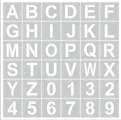 10cm (4 Inch) Letter Alphabet Stencils 36 Pcs Set - Interlocking Templates for Character Combination, Perfect for Signboards, Road Signs, DIY Craft