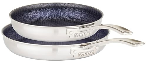 Viking Hybrid Plus Lot de 2 poêles antiadhésives en acier inoxydable 24,1 cm et 27,9 cm